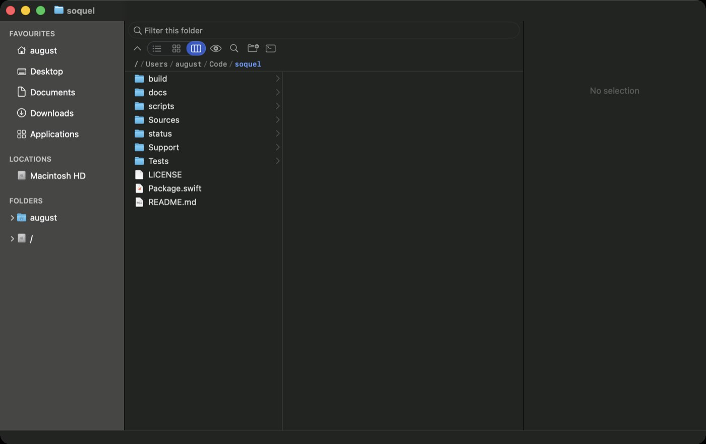 Column view, one pane per folder level